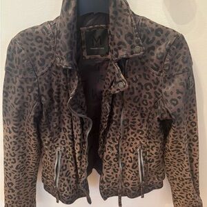Mauritius Brown Leopard Print Leather Jacket